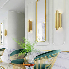 Load image into Gallery viewer, Aisle Golden Metal Tube Led Wall Light - Decorar.co.uk
